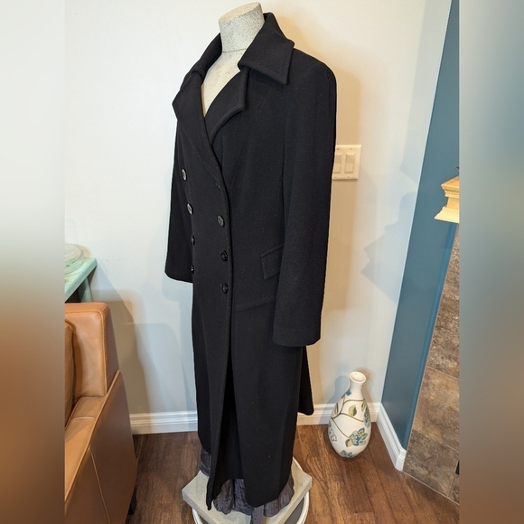 Wool & cashmere double breasted long black maxi coat by Planet London US16 Eu 44 - Picture 4 of 14